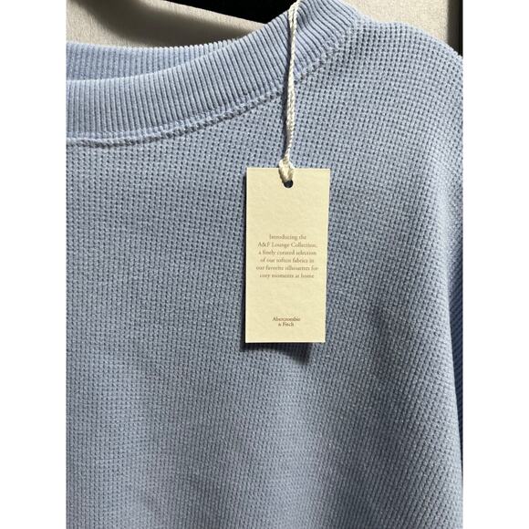 Abercrombie & Fitch Long-Sleeve Oversized Waffle Lounge Tee NWT S/M Periwinkle - Picture 5 of 5